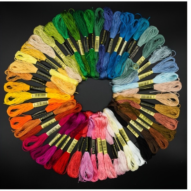 50PCS Rainbow Embroidery Floss Thread - High-Quality, Vibrant Colors for Cross Stitch, DIY Bracelets & Creative Crafts