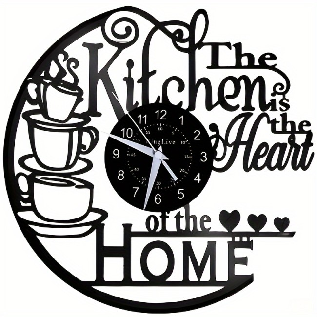 1pc Vintage Vinyl Record Wall Clock - Unique Kitchen Heat Home Theme Decor - Silent, Noiseless Operation - Perfect for Birthday, Christmas, Valentines Day, New Year Celebrations - Enhances Living Room, Bedroom, Office & Kitchen Ambiance