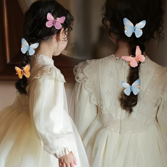 6pcs Set - Sparkling Butterfly Rhinestone Hair Clips - Gradient Color, Fashionable Design - Perfect Girls Hair Accessories for Everyday Glam or Special Occasions