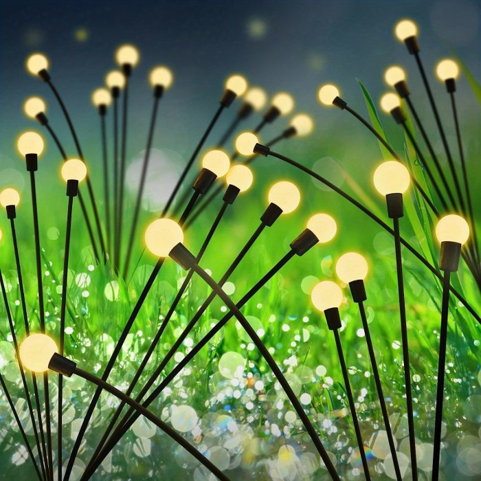 Solar-Powered Firefly Garden Lights - Stainless Steel, LED Illumination for Festive Outdoor Decor, Long-Lasting Pathway Lighting