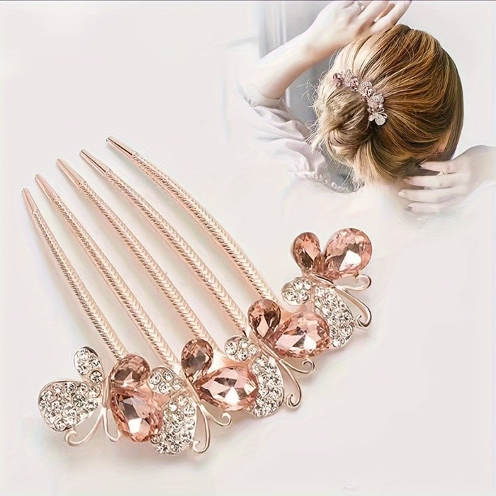 2pcs Sparkling Rhinestone Butterfly Hair Comb Set - Delicate Vintage-Inspired Hair Accessories for Women & Girls - Secure Styling, Dazzling Fashion-Forward Design - Perfect for Special Occasions