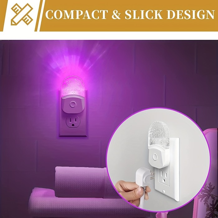 2-Pack LED Night Light with 8-Color RGB, Dimmable & Auto Sensor, Modern Bedroom Lighting – US Plug
