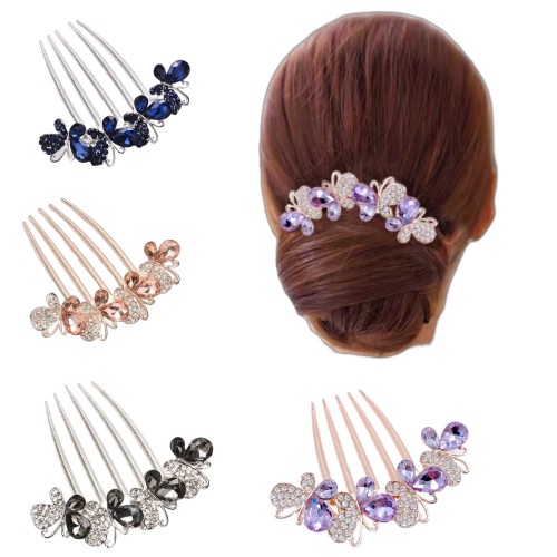 2pcs Sparkling Rhinestone Butterfly Hair Comb Set - Delicate Vintage-Inspired Hair Accessories for Women & Girls - Secure Styling, Dazzling Fashion-Forward Design - Perfect for Special Occasions