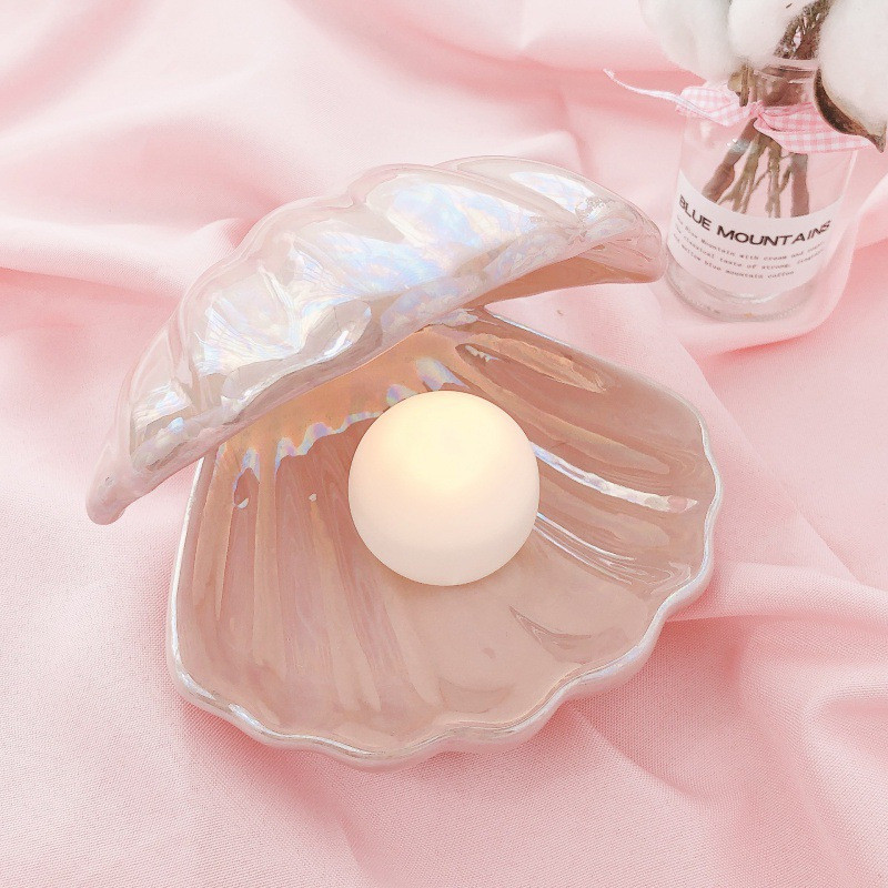 1pc Ethereal Shell Pearl LED Night Light - Romantic Ocean Ambiance for Bedside & Tabletop, Dual Function as Jewelry Rack, Ideal Home, Party, Birthday & Valentines Day Decoration (LR44 Battery Not Included)