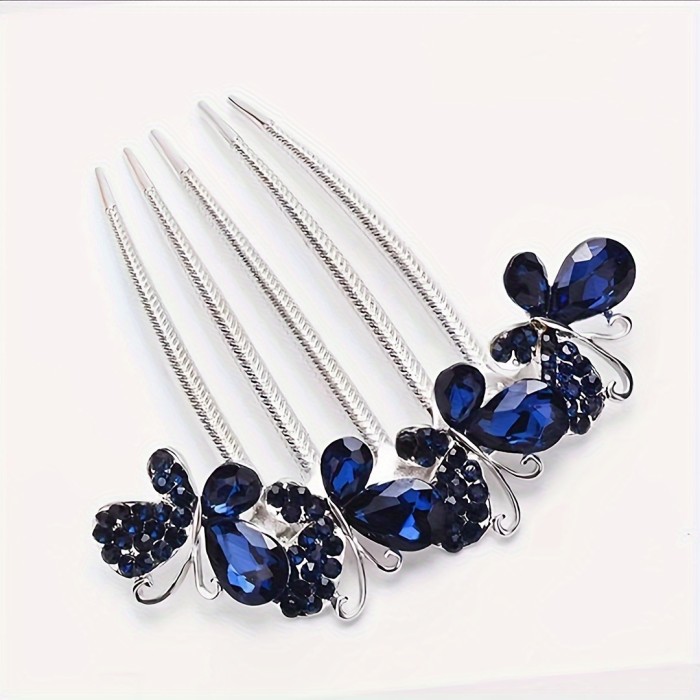 2pcs Sparkling Rhinestone Butterfly Hair Comb Set - Delicate Vintage-Inspired Hair Accessories for Women & Girls - Secure Styling, Dazzling Fashion-Forward Design - Perfect for Special Occasions