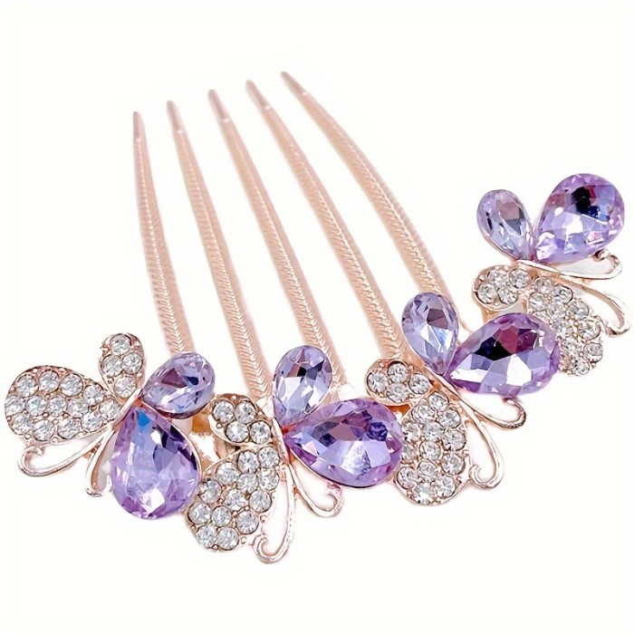 2pcs Sparkling Rhinestone Butterfly Hair Comb Set - Delicate Vintage-Inspired Hair Accessories for Women & Girls - Secure Styling, Dazzling Fashion-Forward Design - Perfect for Special Occasions