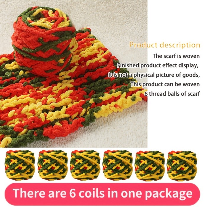 6-Pack Premium Soft Yarn with Cute Bear Accessory - Cozy & Warm Chunky Wool for DIY Crafts, Ideal for Knitting Scarves & Crochet Projects, Crafting Comfort Year-Round