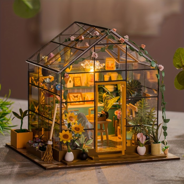 Charming DIY Miniature Garden House - Wooden Artisan Assembly Kit with Realistic Furniture, A Creative Gifting Option for Birthdays & Valentines Day - Unforgettable Craft Experience for Him & Her