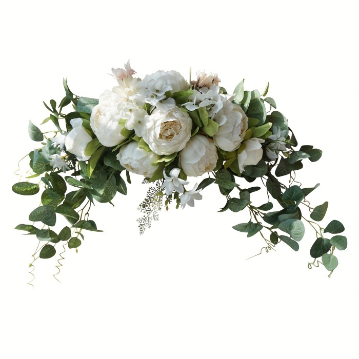 30-inch Romantic Peony & Eucalyptus Wedding Arch Decor - Timeless Artificial Flowers for Vintage Door Lintels, Elegant Hanging Wreath for Home & Wedding Celebrations