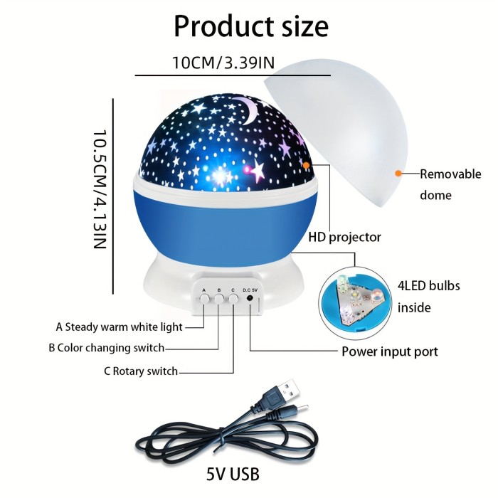 1 Star Moon Night Light Projector - Immersive 360-Degree Rotating Starry Night Sky Effect with Vibrant Multi-Color Lighting for Magical Ambiance - Perfect Gift for Loved Ones, Unforgettable Birthday Gift, Ideal Christmas Present, Romantic Surprise Proposal Accessory for Indoor and Outdoor Use