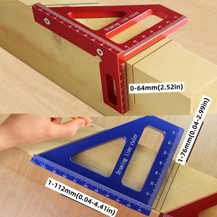 Precision Craftsmanship Multi-Angle Measuring Ruler - Durable Aluminum, Easy-to-Read DIY Tool for Woodworking & Carpentry