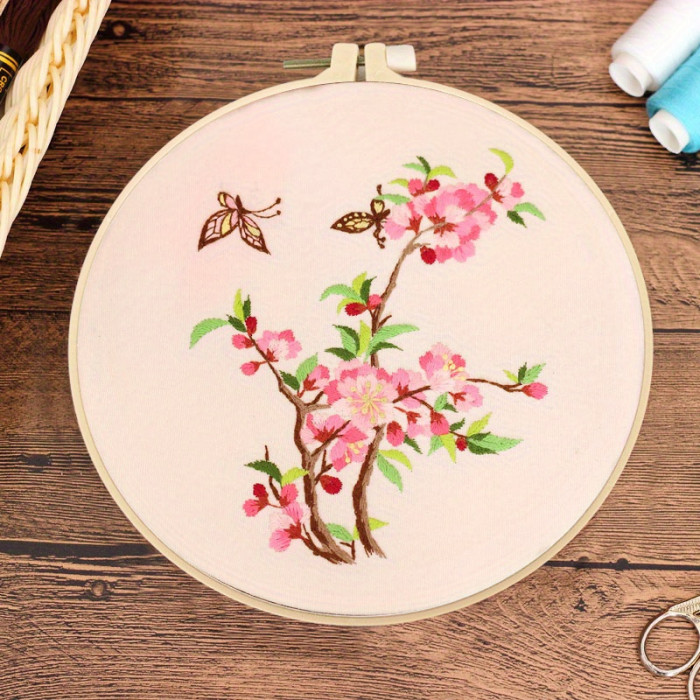 Beginner's All-In-One Embroidery Set: Birds Pattern, Easy Instructions, & Full Tools Kit