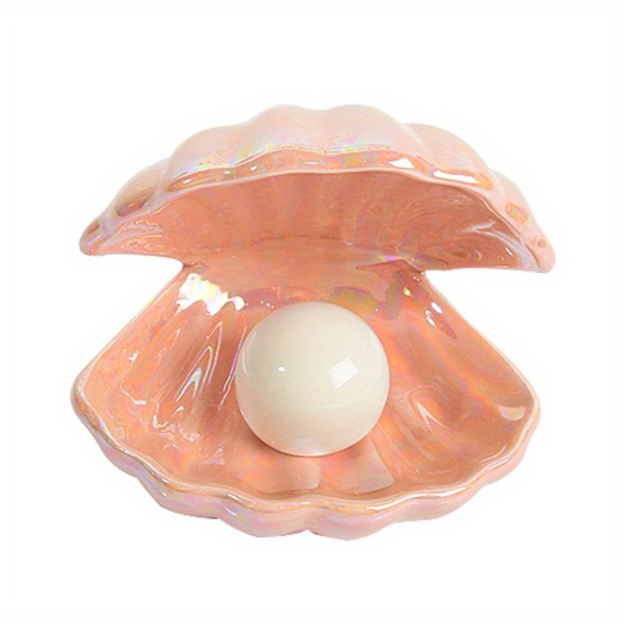 1pc Ethereal Shell Pearl LED Night Light - Romantic Ocean Ambiance for Bedside & Tabletop, Dual Function as Jewelry Rack, Ideal Home, Party, Birthday & Valentines Day Decoration (LR44 Battery Not Included)