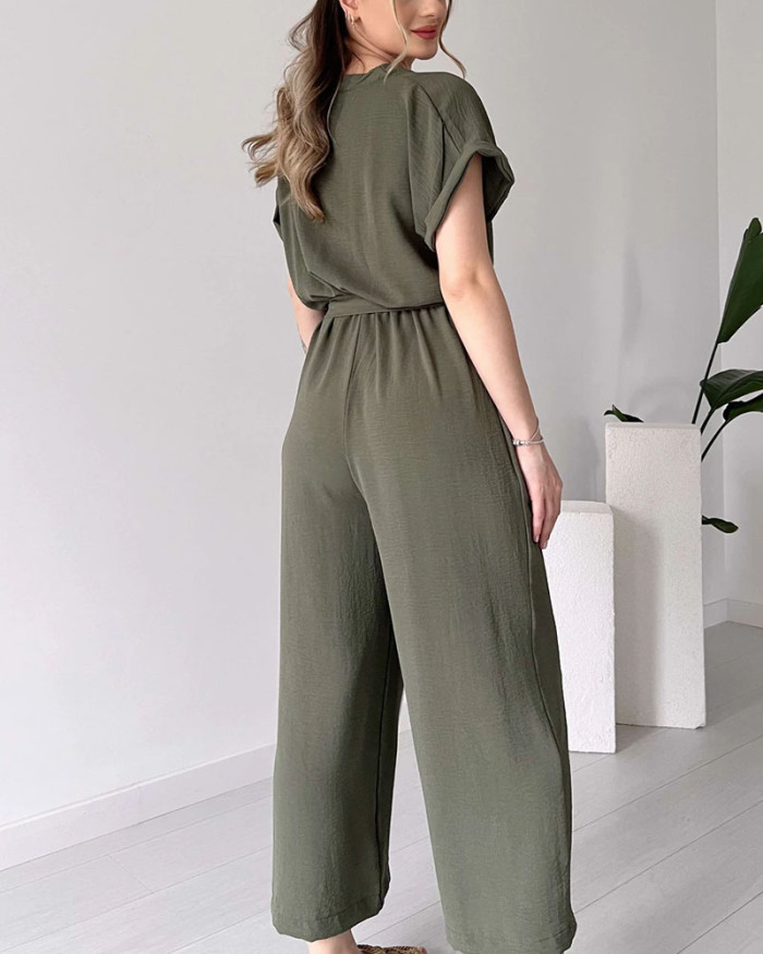 Women's V-neck casual jumpsuit