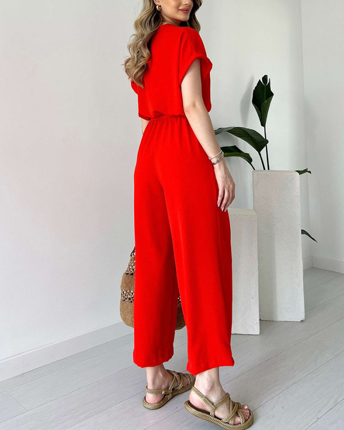 Women's V-neck casual jumpsuit