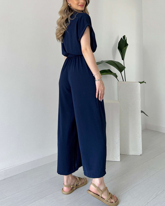 Women's V-neck casual jumpsuit
