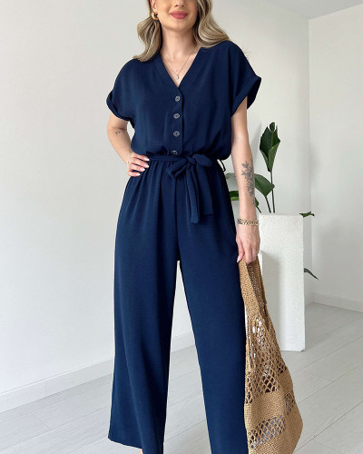 Women's V-neck casual jumpsuit