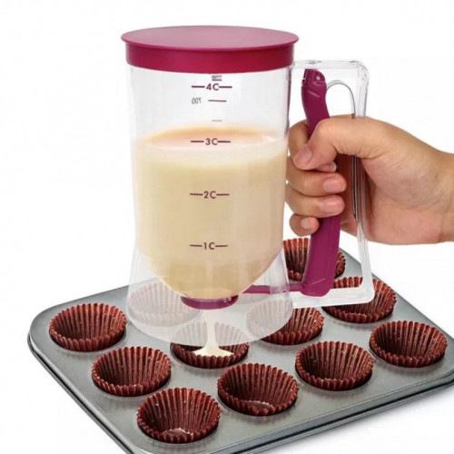 Precision Cupcake Batter Dispenser - Easy-Pour Funnel Design, Handheld Measuring Tool for Clean Baking & Decorating