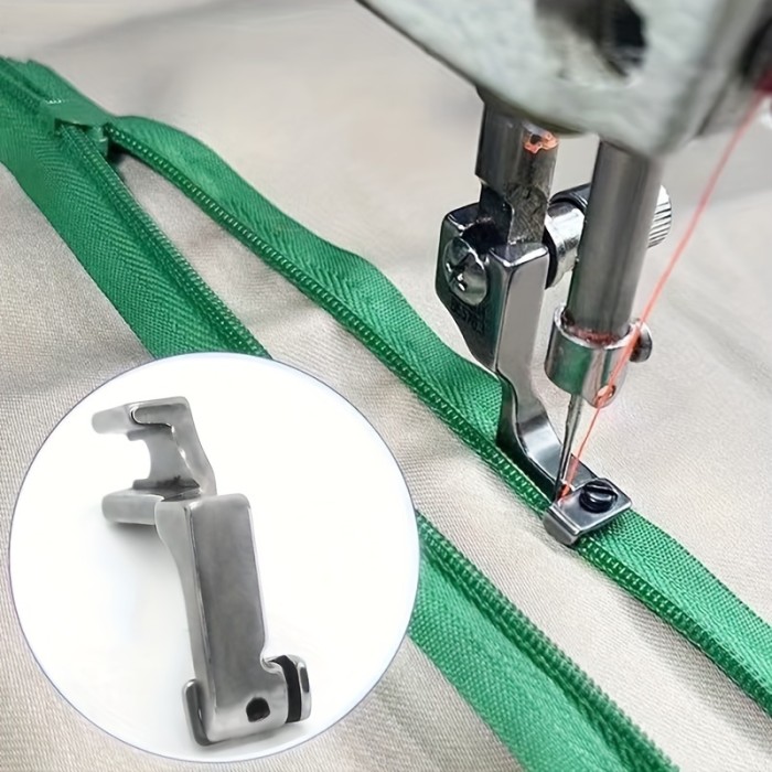 1Pc T69 Universal Sewing Machine Accessory, Adjustable Invisible Zipper Attachment With Slot, Durable Metal Build - Gray