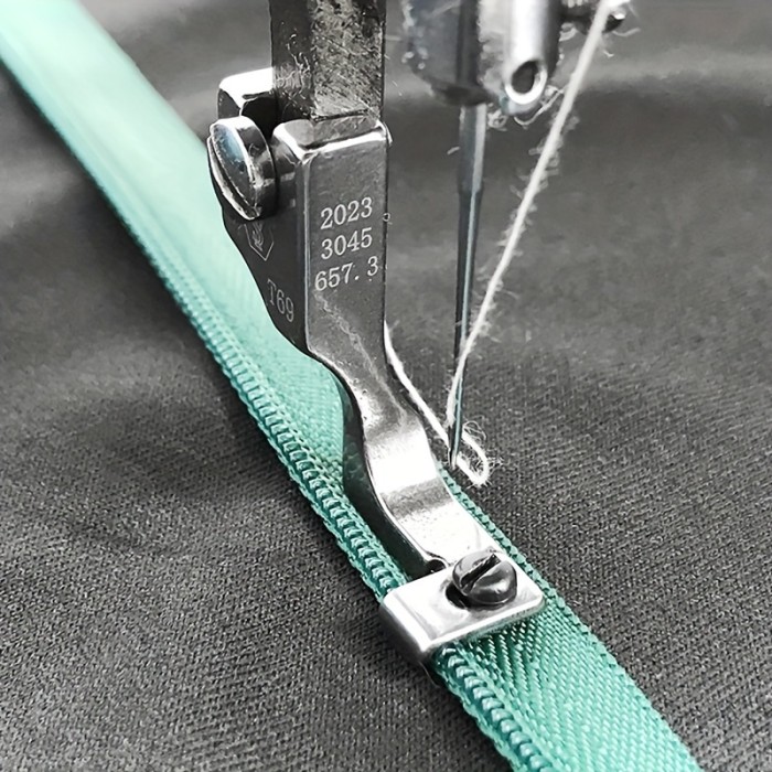 1Pc T69 Universal Sewing Machine Accessory, Adjustable Invisible Zipper Attachment With Slot, Durable Metal Build - Gray