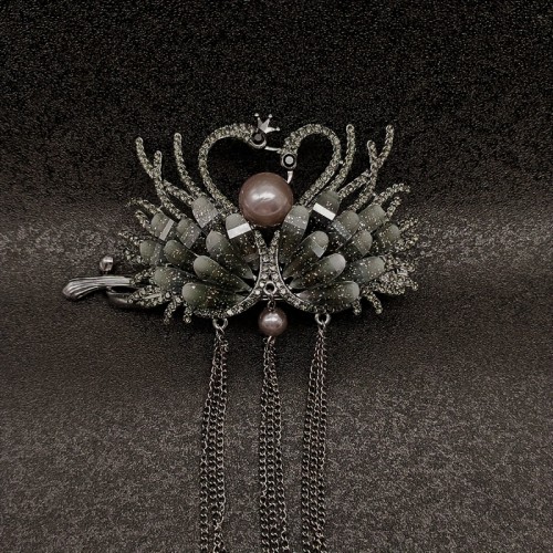 Zinc Alloy Swan Twist Clip, Swan Imitation Crystal Girls Hair Accessories, For Party, Daily