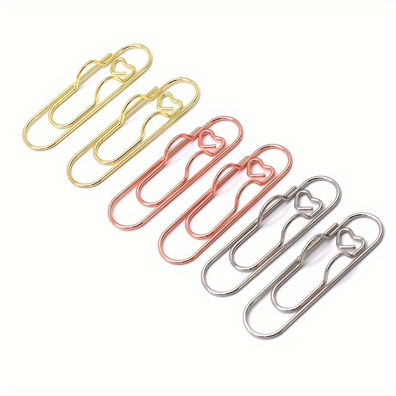 6pcs Mixed Color Multifunctional Love Metal Pen Clip, Paper Clip With Pen Buckle, Journal Diary Accessories, Fixed Pen Clip, Pen Hanging