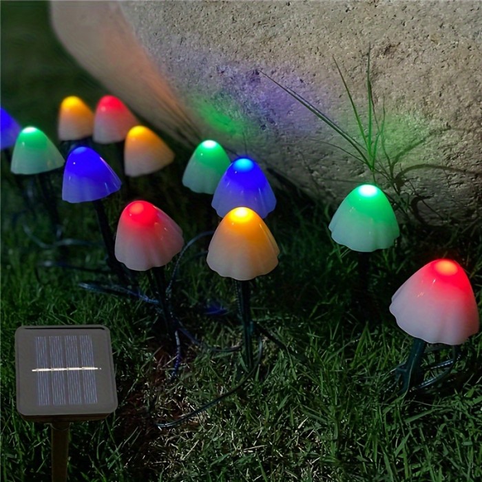 1set Solar Small Mushroom Lights, Waterproof Solar Patio Lights, WithRemoted Control, Solar Fairy Lights For Garden Yard Porch WeddingParty Decoration