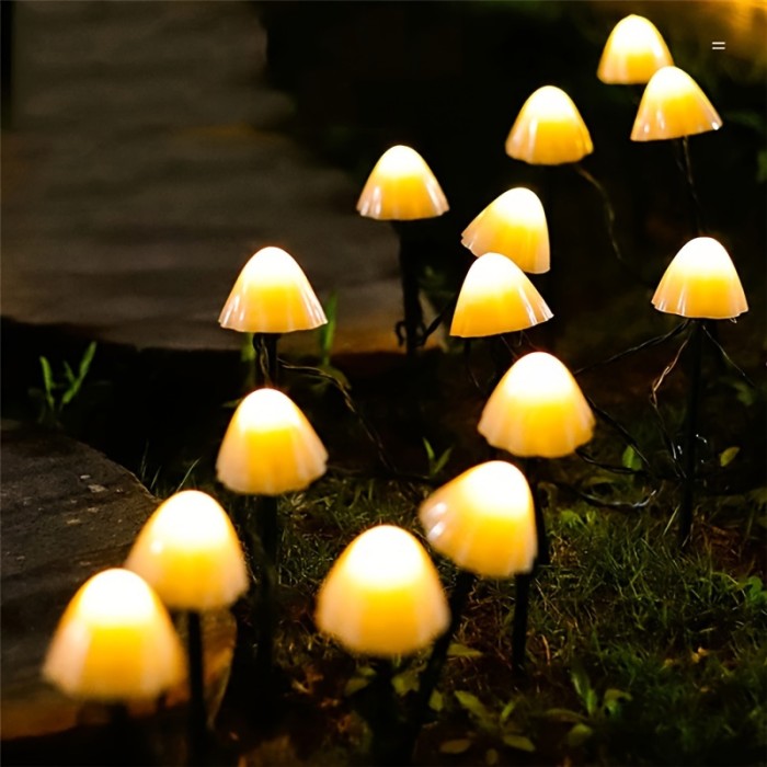 1set Solar Small Mushroom Lights, Waterproof Solar Patio Lights, WithRemoted Control, Solar Fairy Lights For Garden Yard Porch WeddingParty Decoration