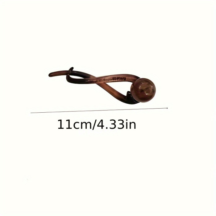 Sleek Monochrome  Luxury Coffee Brown Faux Pearl Hair Clip - Vintage-Inspired Twist Design For Sophisticated Hairstyles