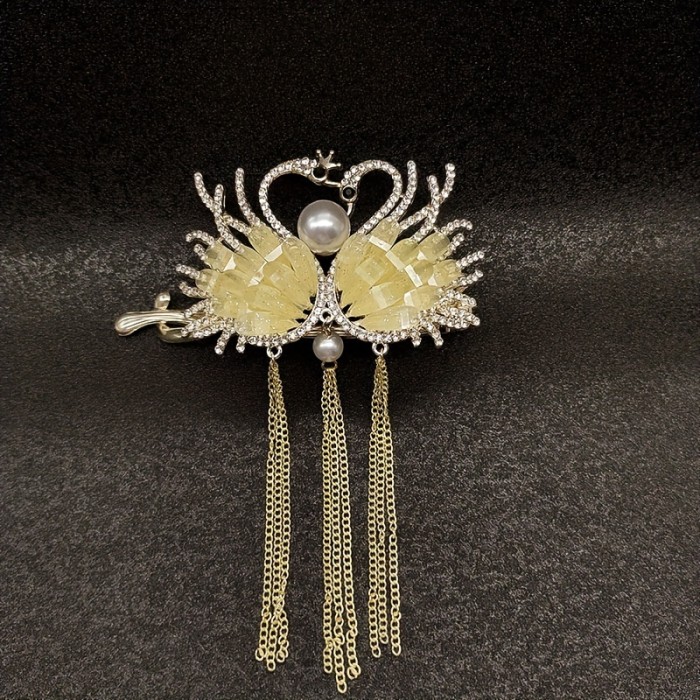 Zinc Alloy Swan Twist Clip, Swan Imitation Crystal Girls Hair Accessories, For Party, Daily