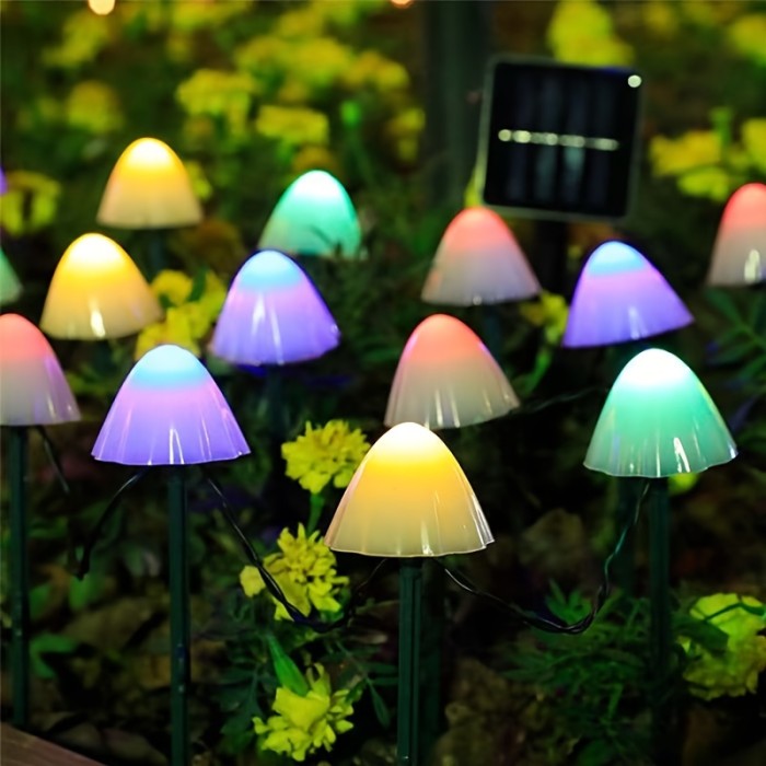 1set Solar Small Mushroom Lights, Waterproof Solar Patio Lights, WithRemoted Control, Solar Fairy Lights For Garden Yard Porch WeddingParty Decoration