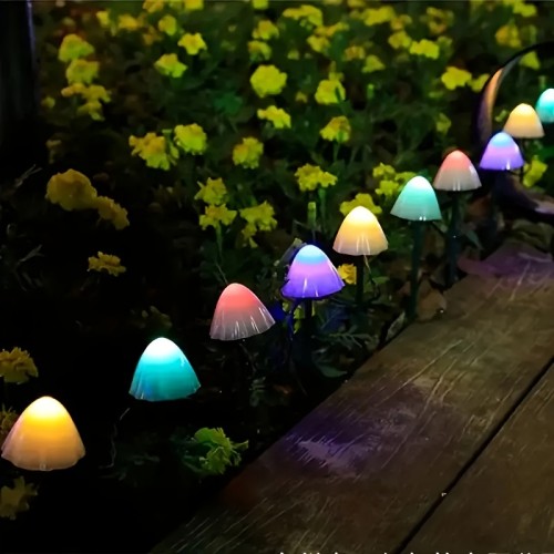 1set Solar Small Mushroom Lights, Waterproof Solar Patio Lights, WithRemoted Control, Solar Fairy Lights For Garden Yard Porch WeddingParty Decoration