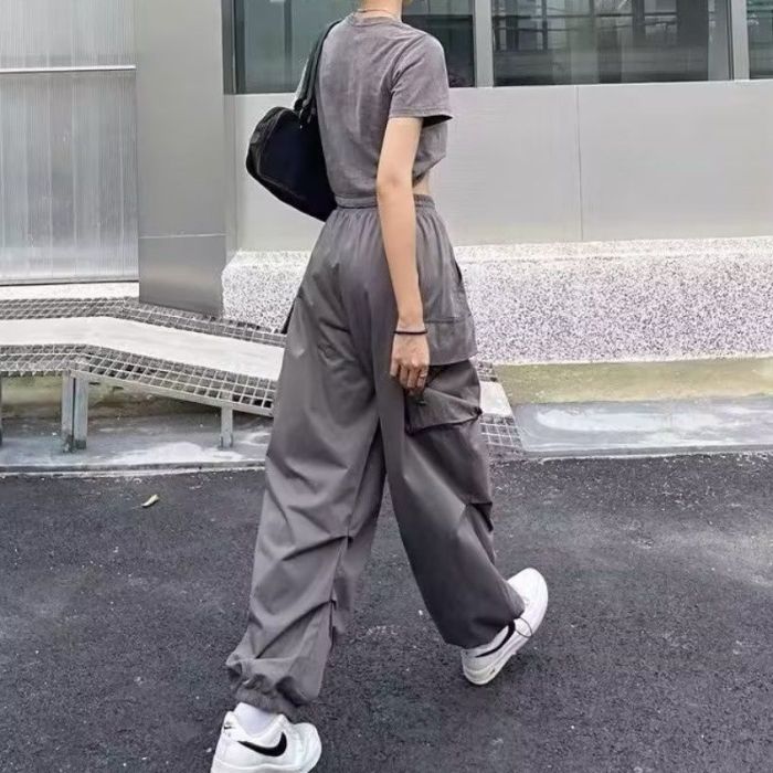 Women's elegant casual fashion loose high waist wide leg overalls pants