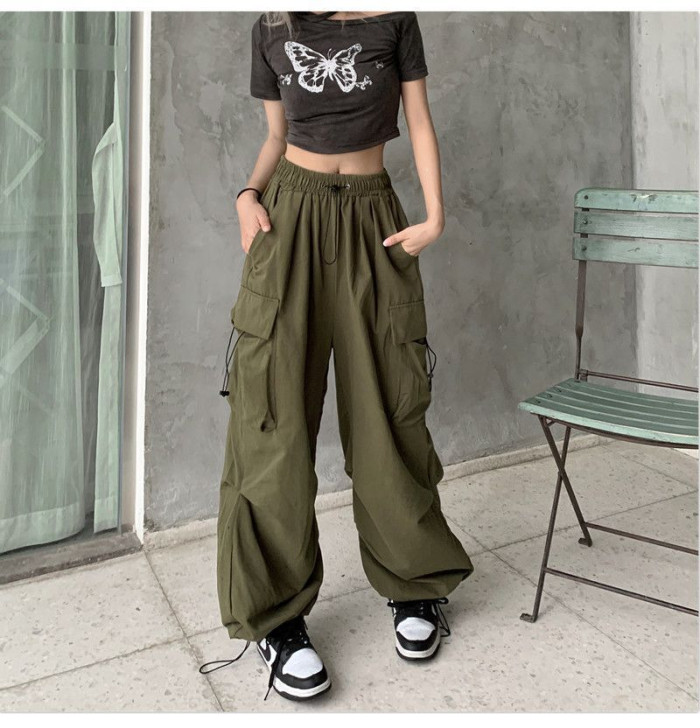 Women's elegant casual fashion loose high waist wide leg overalls pants