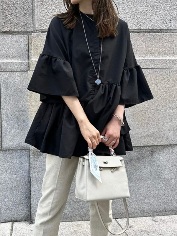 Long Sleeves Loose Elasticity Pleated Solid Color Split-Joint Zipper Round-Neck Outerwear