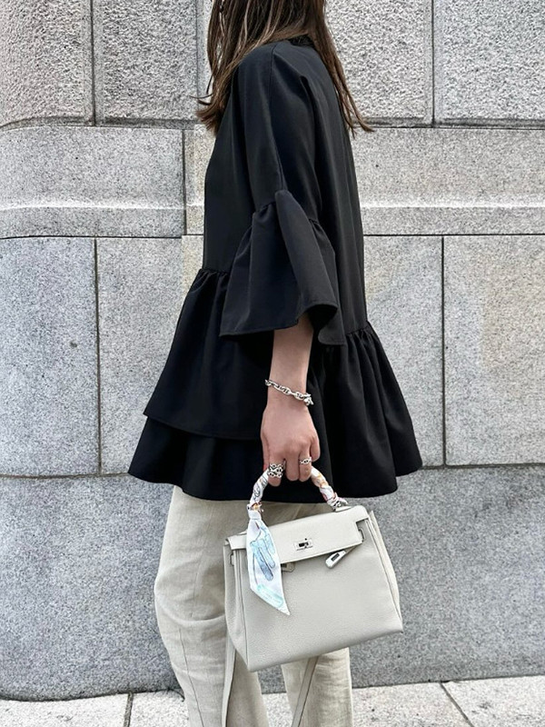 Long Sleeves Loose Elasticity Pleated Solid Color Split-Joint Zipper Round-Neck Outerwear