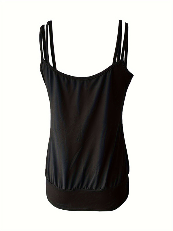 Loose Sleeveless Pleated Solid Color Spaghetti-Neck Vest Top