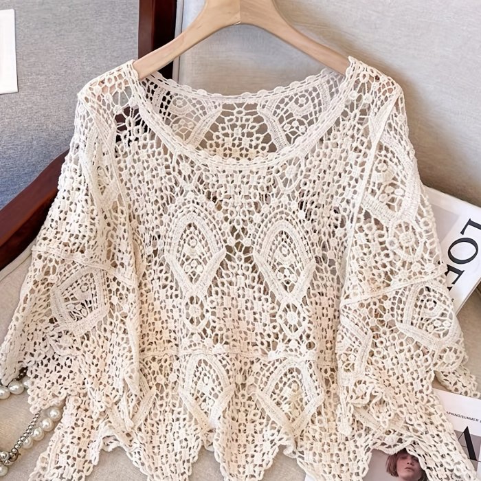 Comfy Cotton Casual Top for Women: Asymmetrical Hem & Mesh Detail, Easy-Care – Perfect for Beach and All-Season Wear