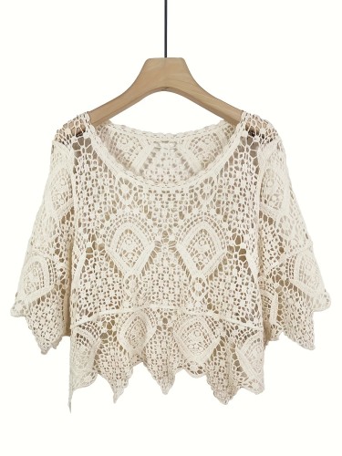 Comfy Cotton Casual Top for Women: Asymmetrical Hem & Mesh Detail, Easy-Care – Perfect for Beach and All-Season Wear