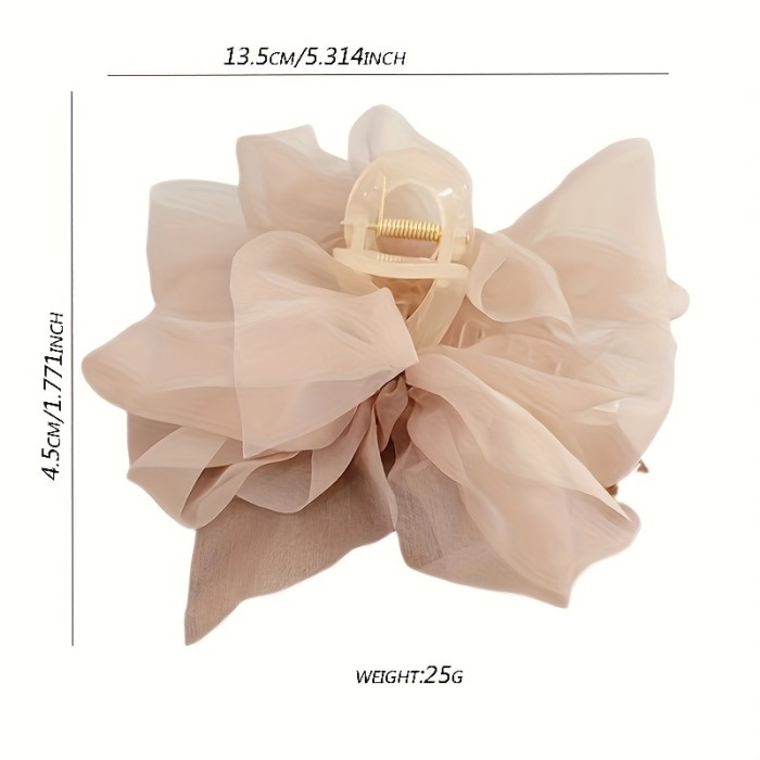1pc Elegant Mesh Bowknot Decorative Hair Claw Clip Stylish Non Slip Hair Grab Clip Vintage Hair Accessories For Women And daily uses