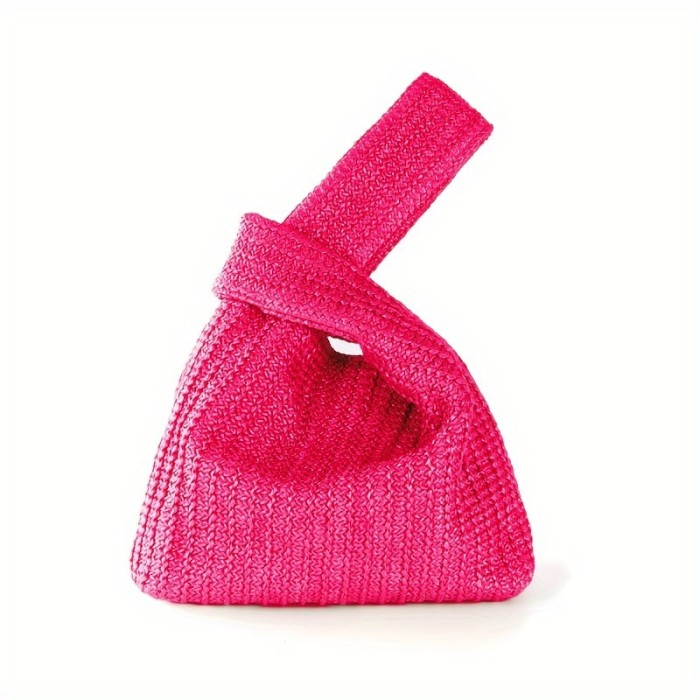 Women's Mini Casual Vacation Woven Handbag, Stylish Straw Daily Use Satchel Bag For Shopping