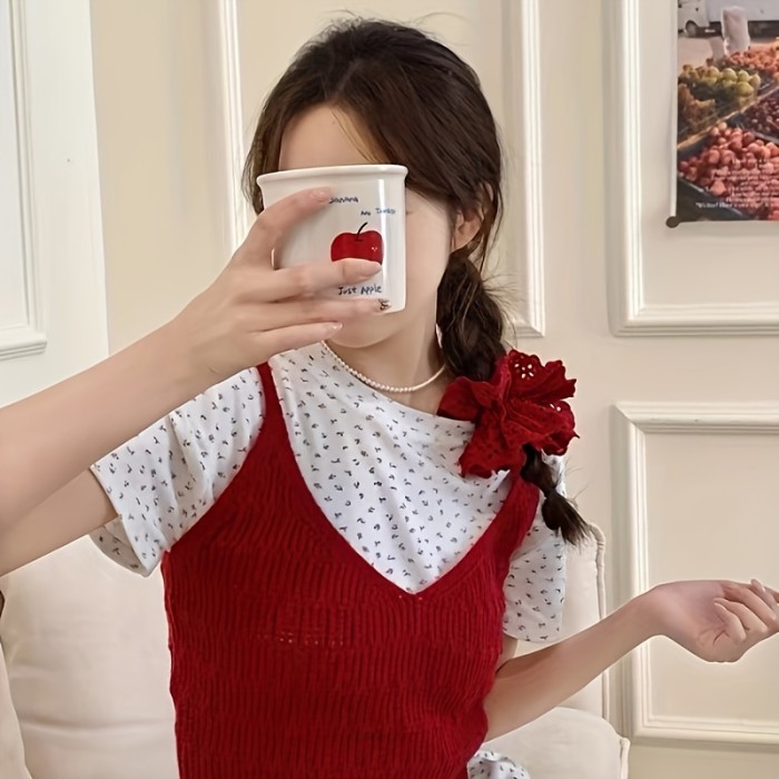 Elegant Lace Flower Hair Scrunchies, Fabric Hollow Floral Hair Ties for Women, Cute Retro Korean Style Hair Ring, Versatile Hair Accessories - Single Piece