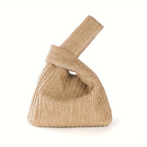Women's Mini Casual Vacation Woven Handbag, Stylish Straw Daily Use Satchel Bag For Shopping