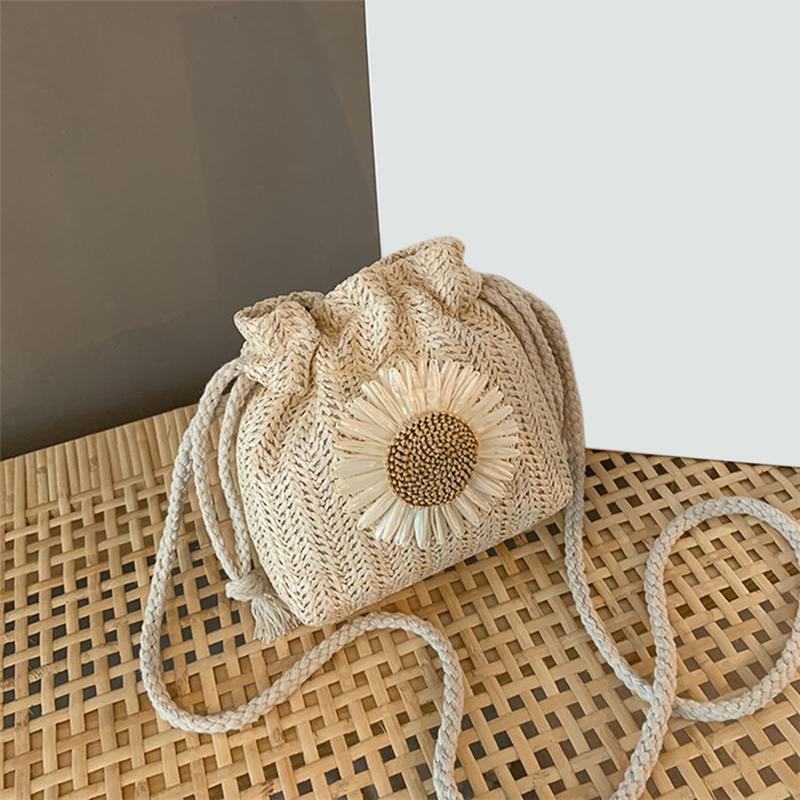Mini Straw Woven Bucket Bag, Summer Beach Crossbody Bag, Women's Casual Handbag, Shoulder Bag & Purse