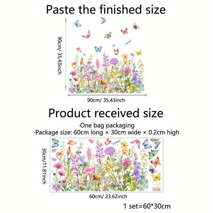 Reusable Butterfly & Wildflower Window Clings - Double-Sided, Waterproof Pvc Decals For Home And Office Decor