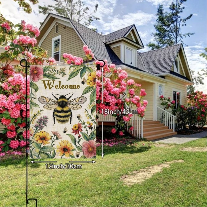 1pc, Bee Welcome Garden Flag, Village Core Blossoms Garden Flag, 12\