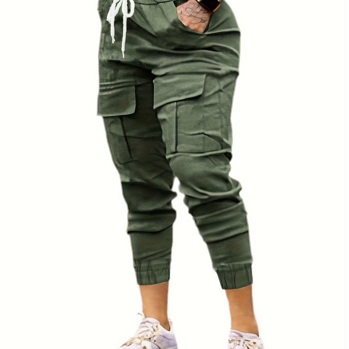 Flap Pockets Jogger Pants, Casual Drawstring Cargo Pants For Every Day, Women's Clothing