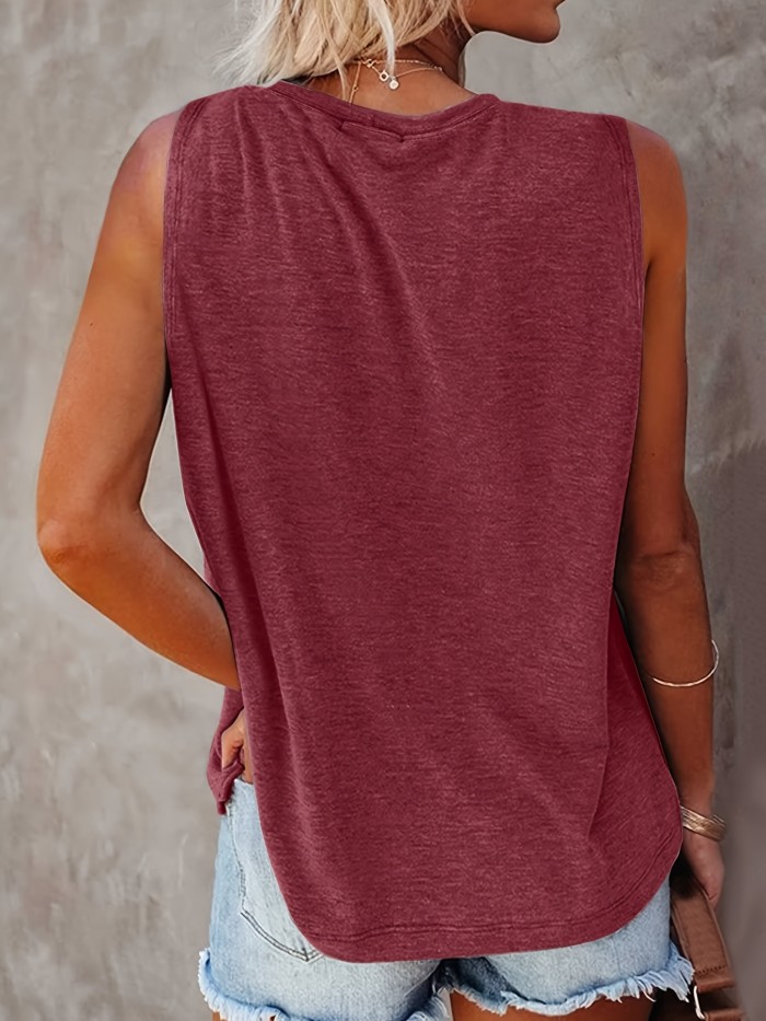 Colorful Paw Print Crew Neck Tank Top, Casual Sleeveless Top For Summer, Women's Clothing