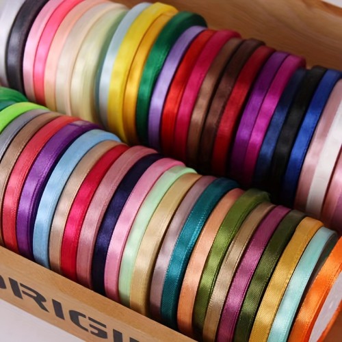10pcs, Vibrant Mixed Color Satin Ribbon - 22 Meters Long, Water-Resistant, Cloth-Surface, Perfect for Gift Packaging, Balloon Tying, Festival Party Decoration, Wedding Bouquets, Flower Wrapping, Craft Supplies, and Handmade Wedding Decorations