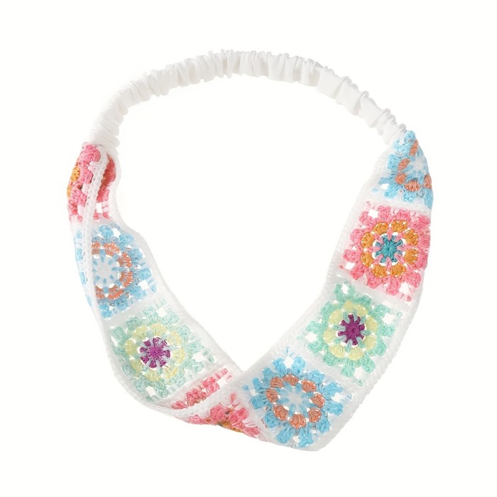 Crochet Flower Stretch Headband, Women's Knitted Plum Blossom Elastic Hair Bands for Women's Daily Life Dating Party Hairbands and Accessories